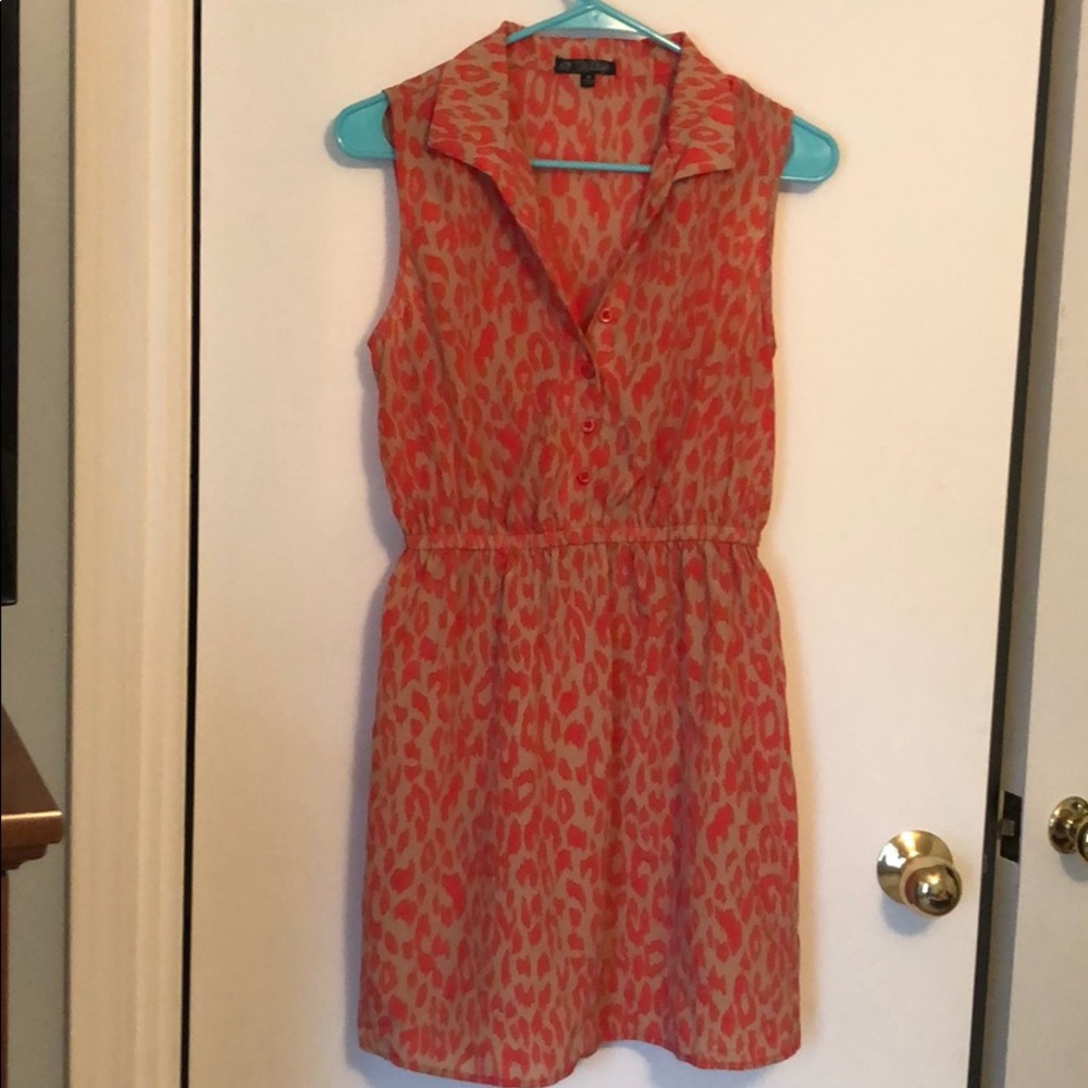 Red and tan leopard dress